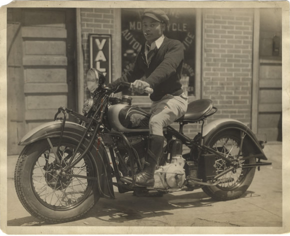 vintage black motorcycle rider