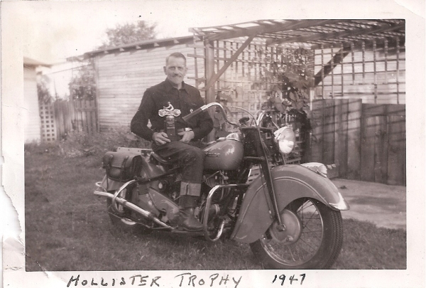Arden Van Scyk with Hollister trophy, 1947.