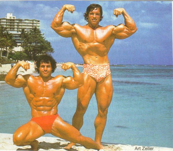 Bodybuilding legends-- Arnold Schwarzenegger and Franco Columbo