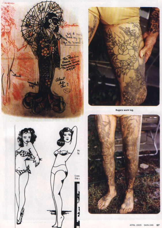 Examples of American tattoo legend Paul Rogers' work.