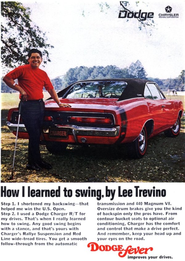 Vintage Lee Trevino Dodge Charger ad