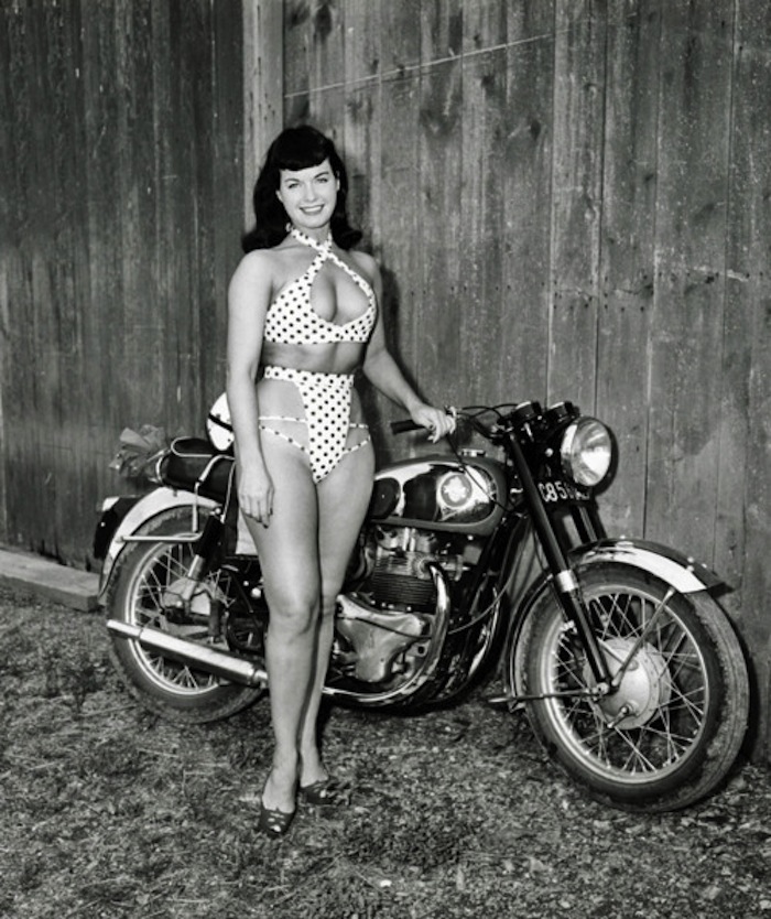 Bettie Page BSA motorcycle